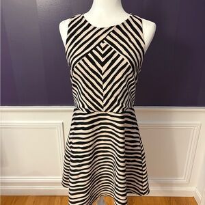 Xhilaration Black and Cream Chevron Mini Dress